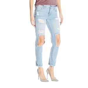 7 FOR ALL MANKIND Josefina Boyfriend Jeans in Ocean Destroy Women's Size 31